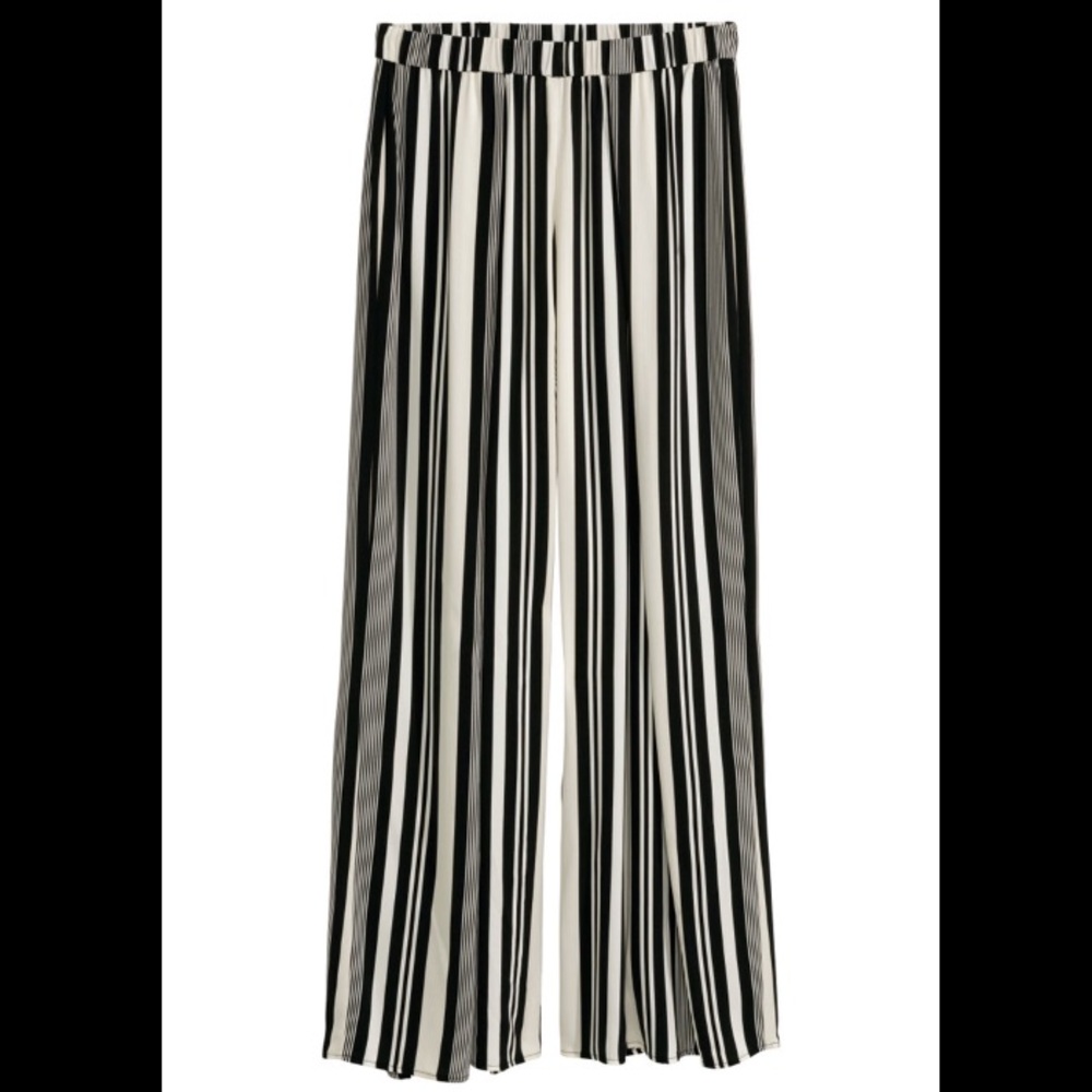 H&M Satin Wide leg Stripe Pants
